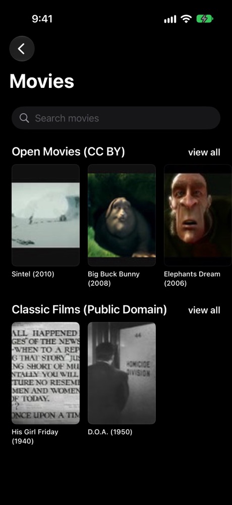 IPTV Player on iPhone: Movies