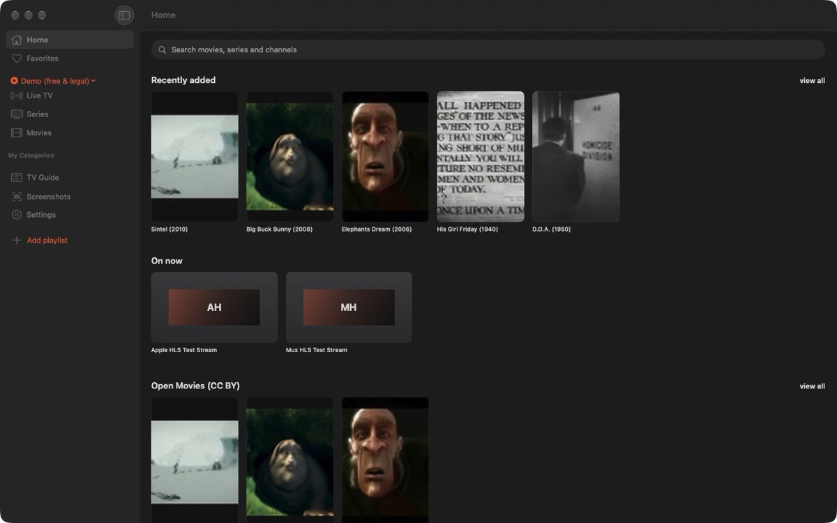 IPTV Player on Mac: Home