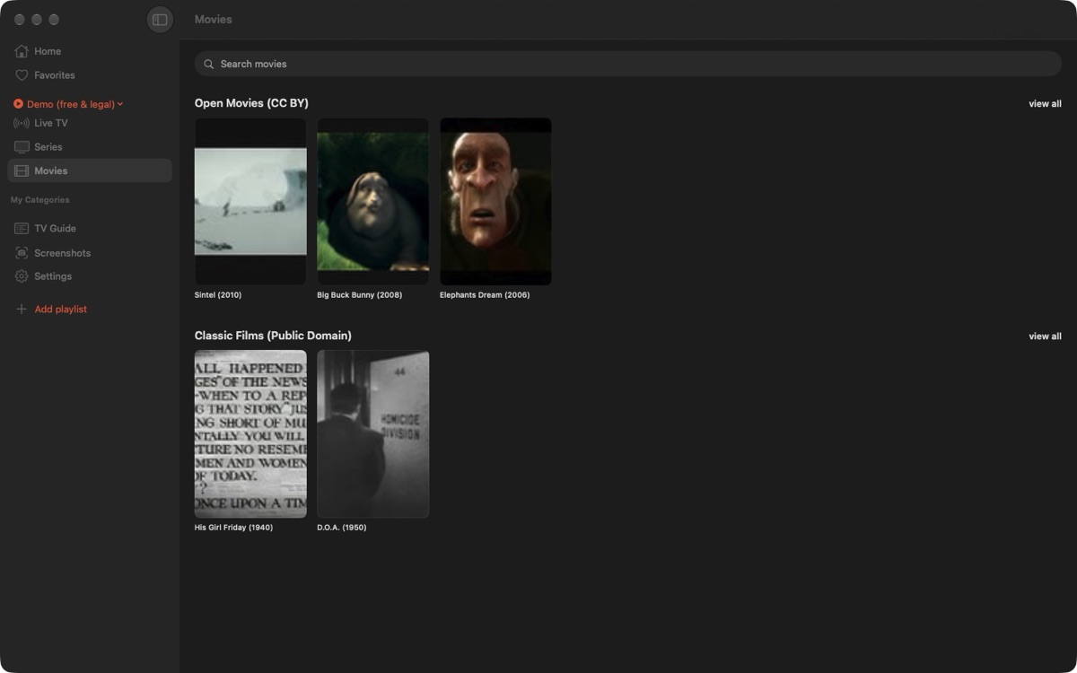IPTV Player on Mac: Movies